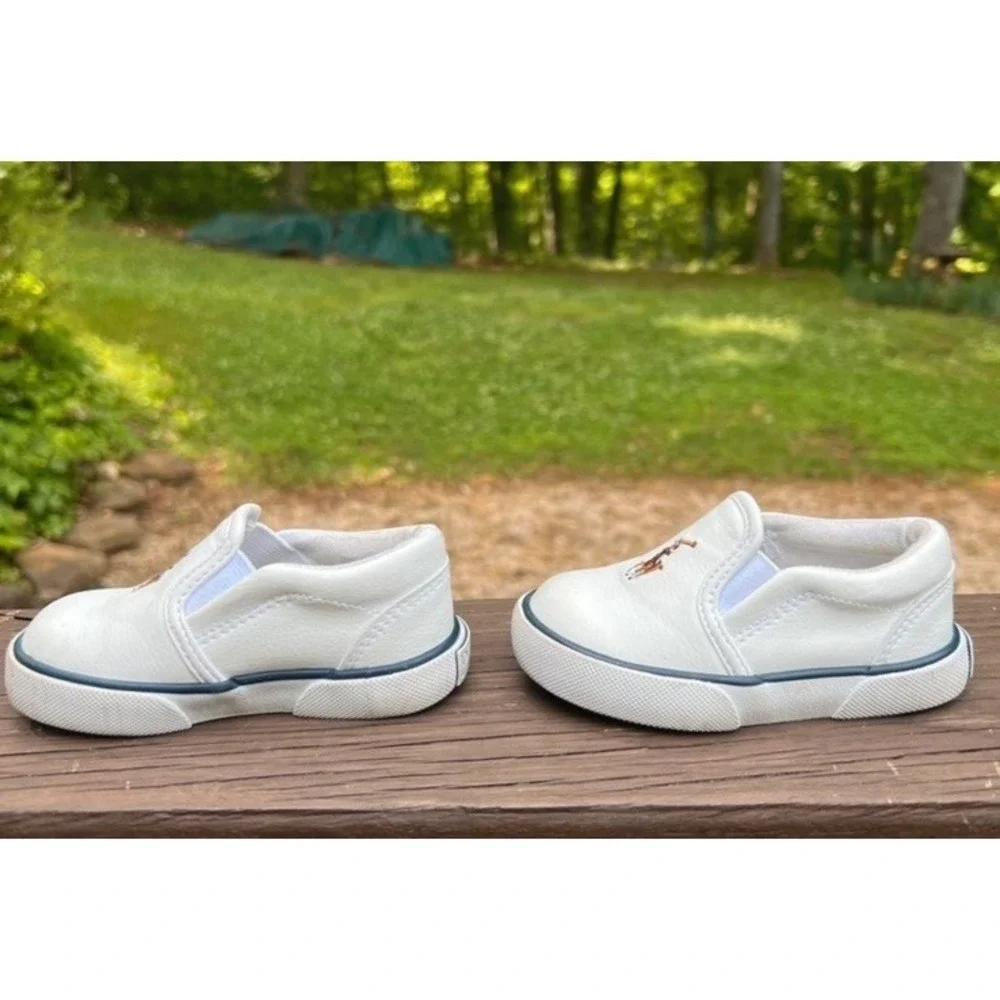 Polo Ralph Lauren Boys' Bal Harbour II Slip-On Sneakers Boys Toddlers Sz 4 White